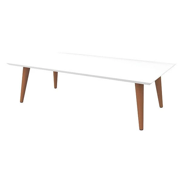 Manhattan Comfort Rectangle Utopia Low Rectangle End Table in White Gloss, 40.15 W, 20.86 L, 11.81 H, MDF Top