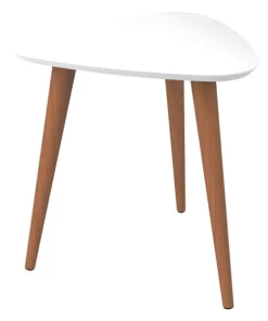 Manhattan Comfort Triangle Utopia High Triangle End Table in White Gloss, 20.07 W, 18.89 L, 19.68 H, MDF Top
