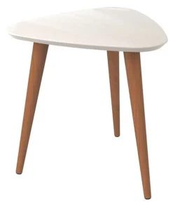 Manhattan Comfort Triangle Utopia High Triangle End Table in Off White, 20.07 W, 18.89 L, 19.68 H, MDF Top, Off White