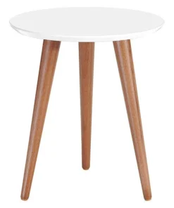 Manhattan Comfort Round Moore 17.32" Round End Table in White Gloss, 17.32 W, 17.32 L, 20.07 H, White
