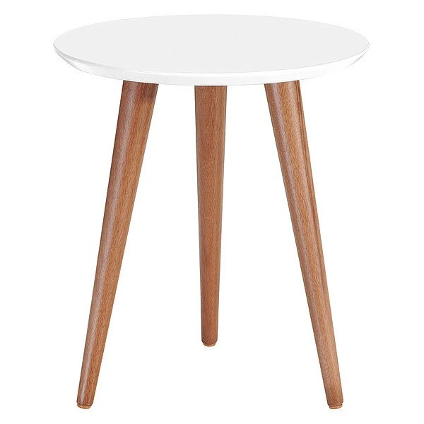 Manhattan Comfort Round Moore 17.32" Round End Table in White Gloss, 17.32 W, 17.32 L, 20.07 H, White