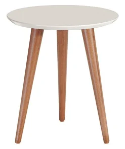 Manhattan Comfort Round Moore 17.32" Round End Table in Off White, 17.32 W, 17.32 L, 20.07 H, MDF and Solid Wood Top