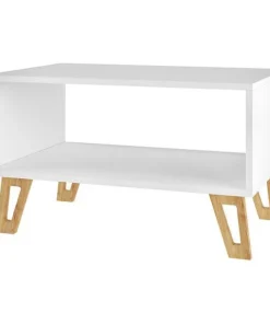 Manhattan Comfort Rectangle Doris Coffee Table in White, 26.57 W, 17.51 L, 15.74 H, MDP Top, White