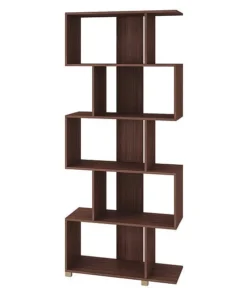 Manhattan Comfort Z- Shelf, 5 Shelves, Nut Brown