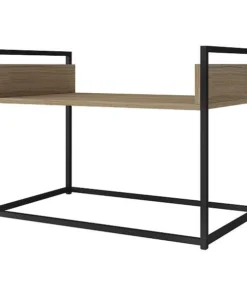 Manhattan Comfort Rectangle Ellis Coffee Table, 27.76 W, 17.52 L, 19.69 H, MDP and Melamine Top, Dark Oak and Black