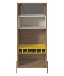 Manhattan Comfort Wine Cabinet, 8-Bottle, 4 Shlv, Yllw/White