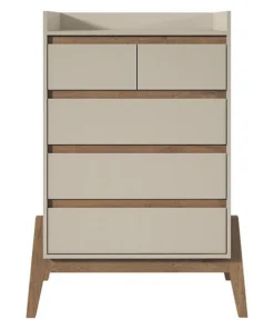 Manhattan Comfort Tall Dresser, 5 Drawers, White, 48.23"