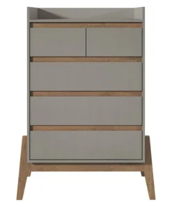 Manhattan Comfort Tall Dresser, 5 Drawers, Grey, 48.23"