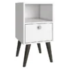 Manhattan Comfort Square Abisko Side Table, 12.99 W, 13.78 L, 24.8 H, Melamine MDP Top, White