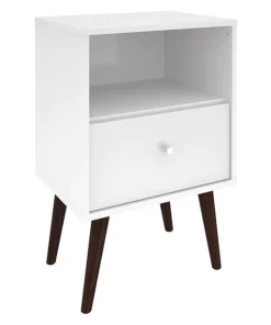 Manhattan Comfort Nightstand, Mid Century, White