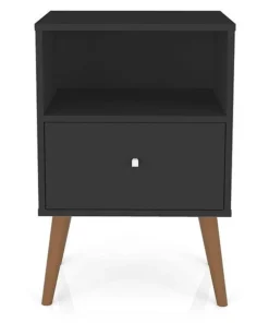 Manhattan Comfort Nightstand, Mid Century, Black