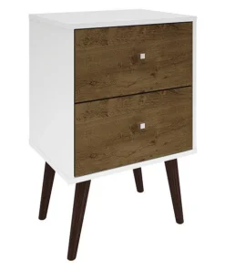 Manhattan Comfort Nightstand, Mid Century, Rstc Brown
