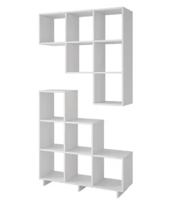 Manhattan Comfort Stair Cubby, 6 Shelves, White, 2 pcs.