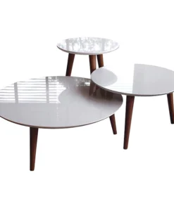 Manhattan Comfort Round 3-Piece Moore End Tables in Off White, 31.49 W, 31.49 L, 20.07 H, MDF and Solid Wood Top