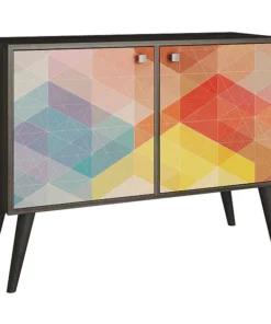 Manhattan Comfort Rectangle Avesta Double Side Table. 2.0, 35.43 W, 13.78 L, 27.36 H, Melamine MDP Top, Oak