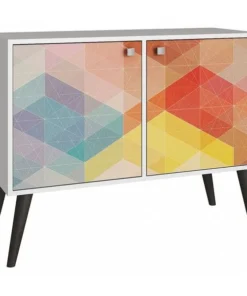 Manhattan Comfort Rectangle Avesta Double Side Table. 2.0, 35.43 W, 13.78 L, 27.36 H, Melamine MDP Top, White