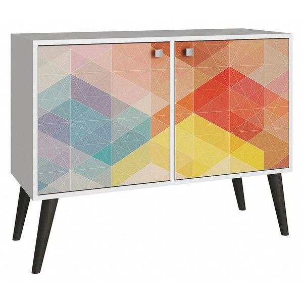 Manhattan Comfort Rectangle Avesta Double Side Table. 2.0, 35.43 W, 13.78 L, 27.36 H, Melamine MDP Top, White