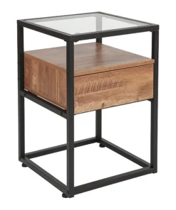 Flash Furniture Glass End Table, Cumberland Rustic