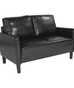 Flash Furniture Washington Park Loveseat, Black Leather