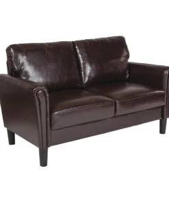 Flash Furniture Bari Loveseat, Brown Leather