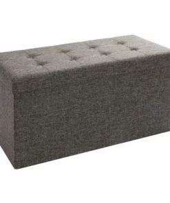 Seville Classics Storage Bench Ottoman, Foldable, Charcoal