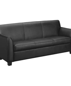 Hon Circulate Leather Reception 3-Cushion Sofa, 73w x 28 3/4d x 32h, Black