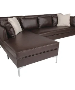 Flash Furniture L-Shape Sectional Chaise, Brown