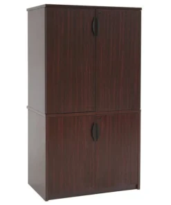 Regency Storage Cabinet, Double Stacked, 65"H x 36"W x 24"D, Mahogany
