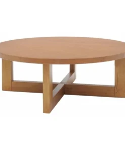 Regency Round Coffee Table, 37" W, 13" H, Wood Veneer Top, Medium Oak