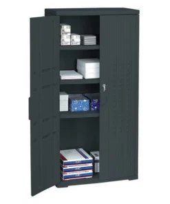 Iceberg Storage Cabinet, 66"H x 33"W x 18"D, HDPE Black