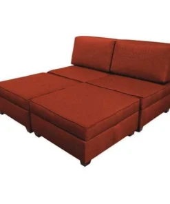 Duobed King Sleeper Sofa with Storage, Brick Red