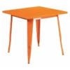 Flash Furniture Square 31.5" W, 31.5" L, 29.5" H, Metal Top, Orange