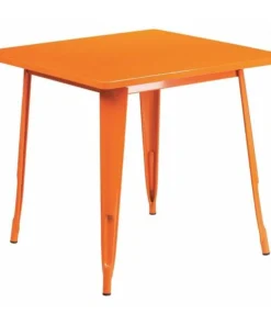 Flash Furniture Square 31.5" W, 31.5" L, 29.5" H, Metal Top, Orange