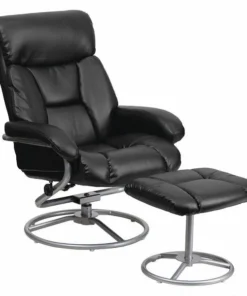 Flash Furniture Ottoman, 33" to 44" x 39-1/2", Upholstery Color: Black