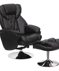 Flash Furniture Ottoman, 35" to 46" x 41", Upholstery Color: Black