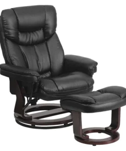 Flash Furniture Ottoman, 34" to 44-1/2" x 41-1/4", Upholstery Color: Black