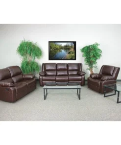 Flash Furniture Living Room Set, 35" to 64" x 38", Upholstery Color: Brown
