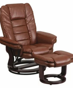 Flash Furniture Ottoman, 32" to 40" x 41", Upholstery Color: Brown