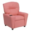 Flash Furniture Kids Recliner, 25" to 39" x 28", Upholstery Color: Pink, Weight Capacity: 90 lb.