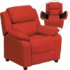 Flash Furniture Kids Recliner, 26" to 39" x 28", Upholstery Color: Red, Frame Material: Hardwood, Plastic