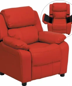 Flash Furniture Kids Recliner, 26" to 39" x 28", Upholstery Color: Red, Frame Material: Hardwood, Plastic