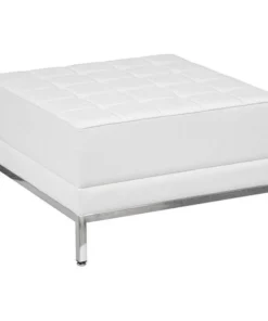 Flash Furniture Ottoman, 28" x 17", Upholstery Color: White