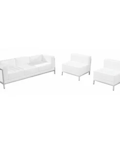 Flash Furniture 3 pcs.Living Room Set, 28-3/4" x 27-1/4", Upholstery Color: White