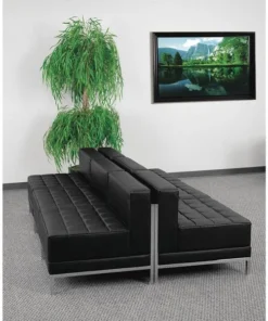 Flash Furniture 6 pcs. Living Room Set, 28-3/4" x 27-1/4", Upholstery Color: Black