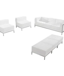 Flash Furniture 6 pcs. Living Room Set, Upholstery Color: White