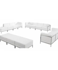 Flash Furniture 12 pcs. Living Room Set, Upholstery Color: White