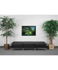 Flash Furniture Ottoman, 28" x 17", Upholstery Color: Black, Number of Compartments: 3