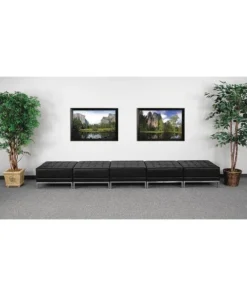 Flash Furniture Ottoman, 28" x 17", Upholstery Color: Black, Frame Material: Stainless Steel