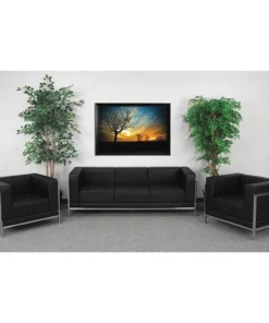 Flash Furniture 3 pcs. Living Room Set, Upholstery Color: Black