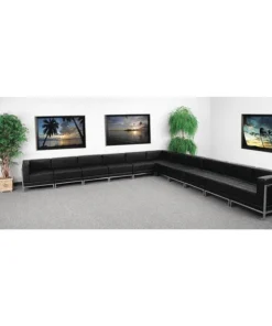 Flash Furniture 11 pcs. Sectional, 28-3/4" to 169" x 27-1/2", Upholstery Color: Black
